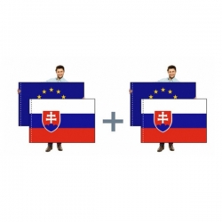 2 sady SR+EU vlajka 150x100 cm + LED stromček ZADARMO