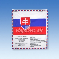 SR vlajka s textom hymny SR a preambulou Ústavy SR s ozdobným lemom